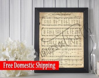 And Can It Be Print | Vintage Sheet Music | Antique Hymn | Inspirational Quote | Farmhouse Decor | Christian Art | Hymn Art : Home Decor