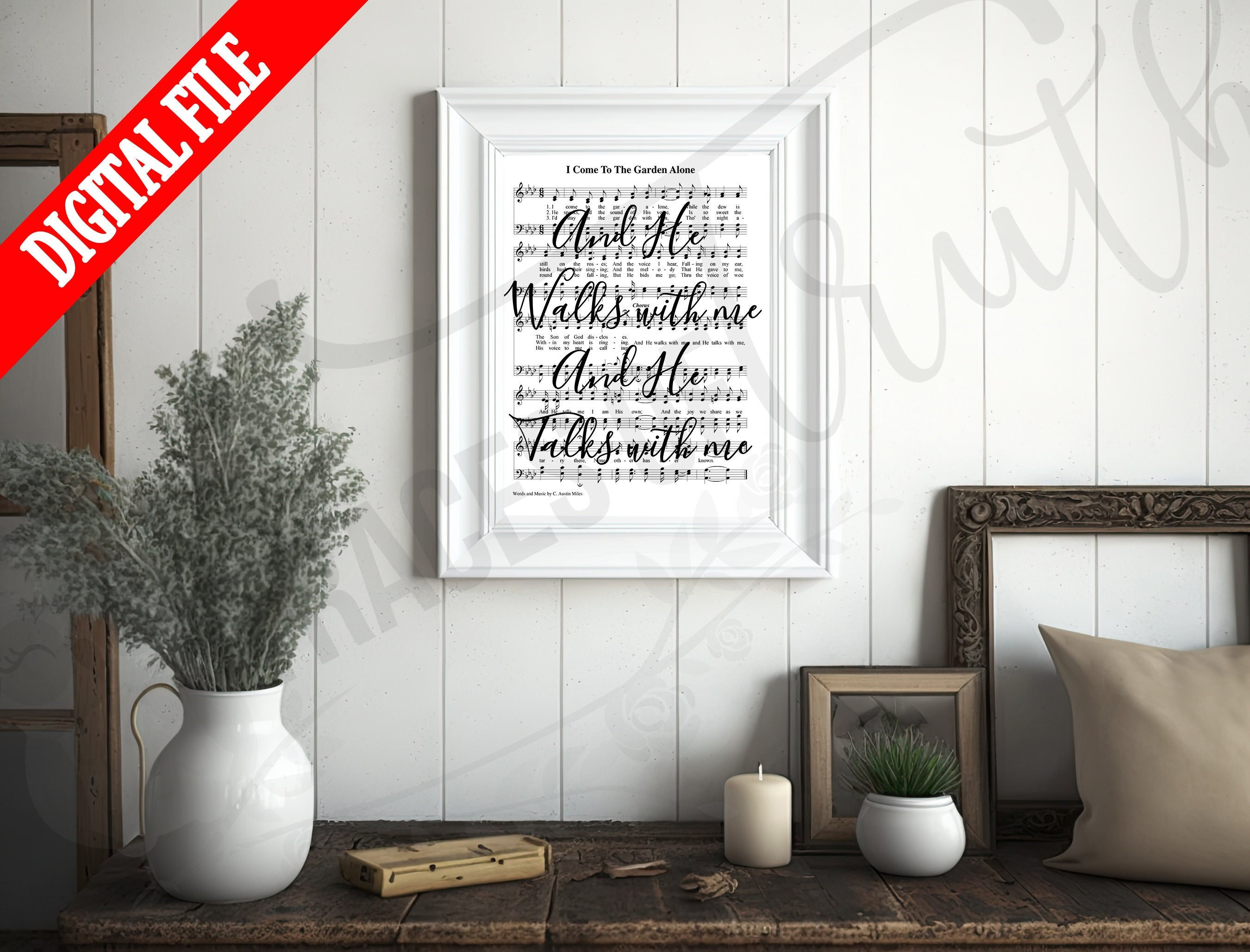 In the Garden Hymn Print Printable Sheet Music Antique Hymn ...