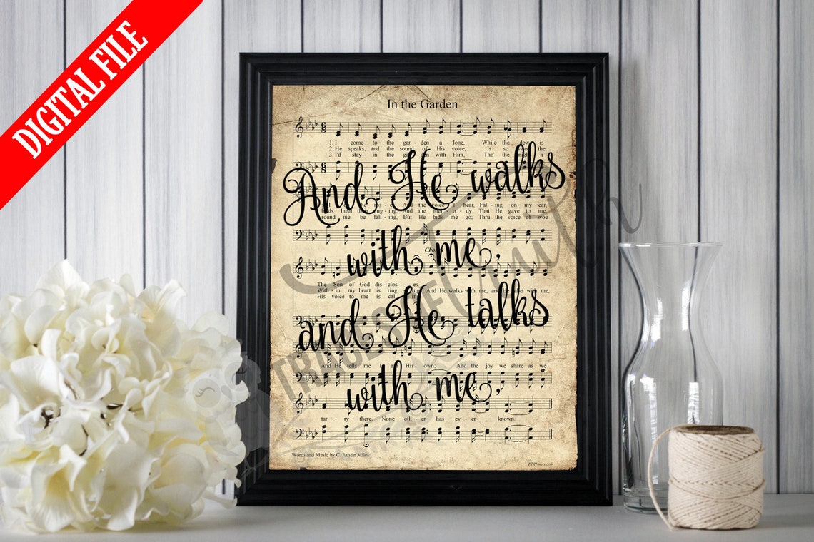 In the Garden Hymn Print Printable Vintage Sheet Music | Etsy
