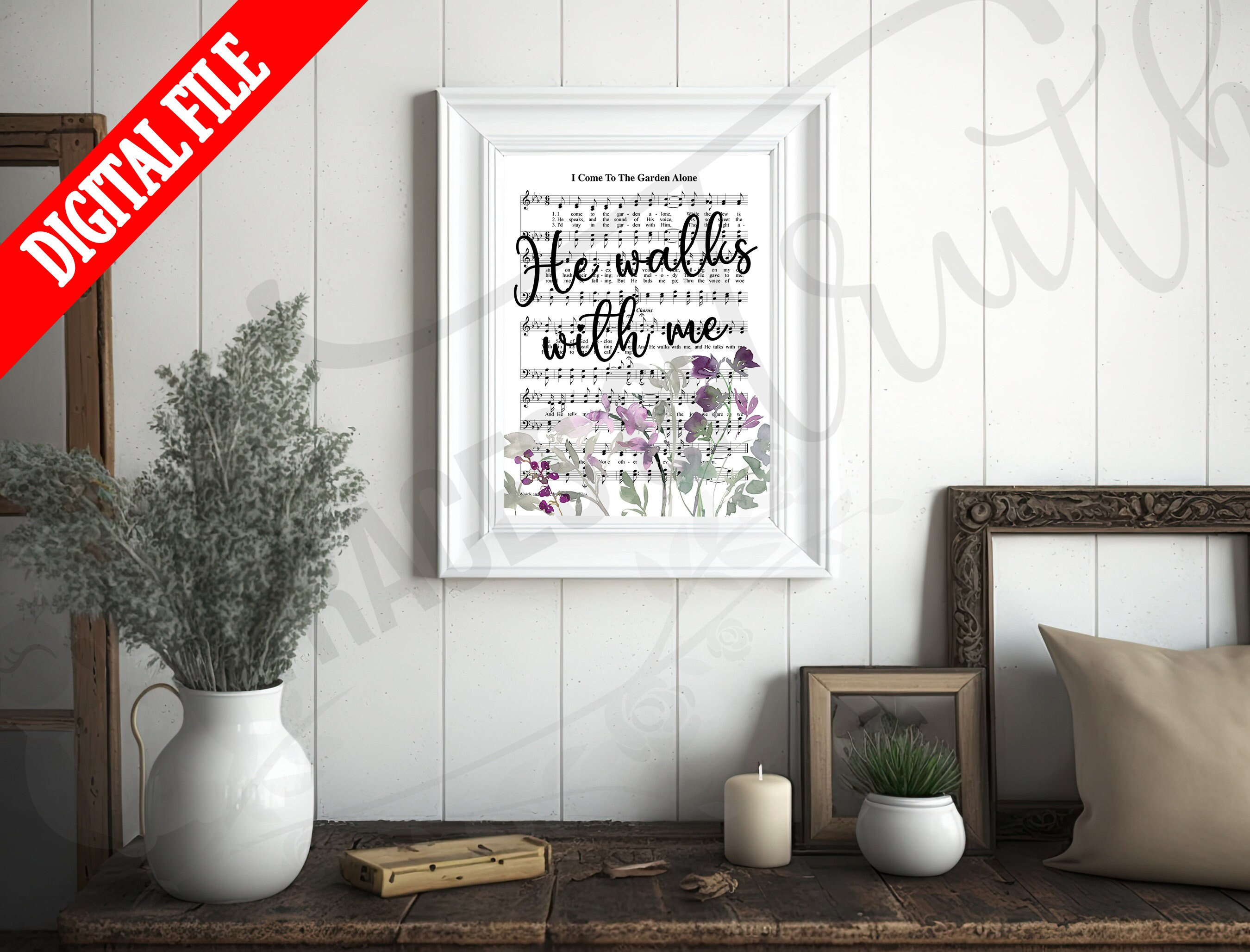 In the Garden Hymn Print Printable Sheet Music Antique Hymn ...