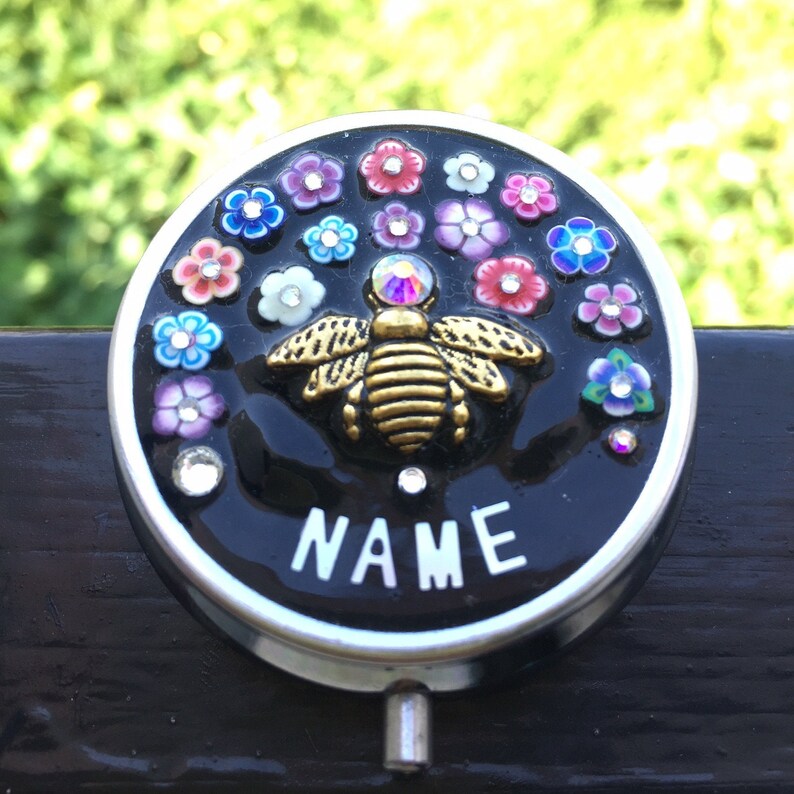 Bee Pill Case Clay Flower Pill Box Pill Box Gift PB5 Beautiful Bee Pill Box Name Customisation Pill Box case handmade design