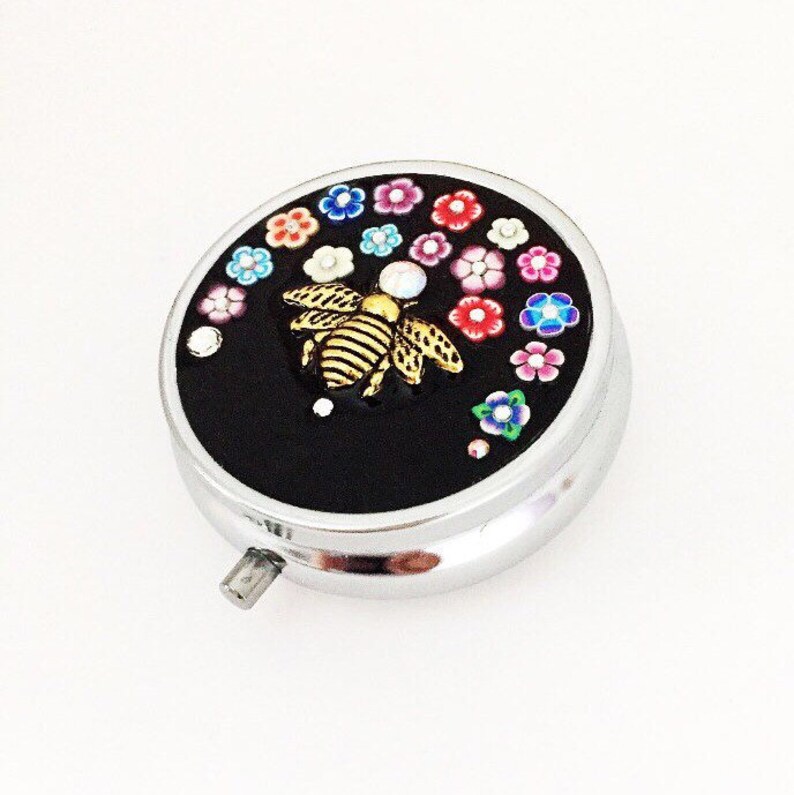 Bee Pill Case Clay Flower Pill Box Pill Box Gift PB5 Beautiful Bee Pill Box Name Customisation Pill Box case handmade design