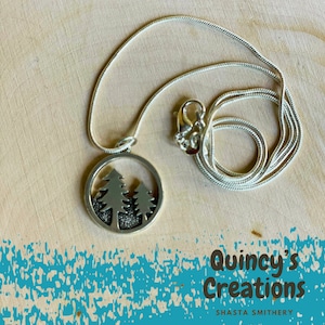 Forest Necklace, Mountain Charm Necklace, Wanderlust Jewelry, Nature Lover, Mountain Range Necklace, Outdoor Adventure Gift