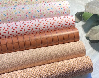 ICE CREAM Faux Leather Sheet| Synthetic Leather | Litchi Fabric | Jelly Sheet | Size 7X13 | Hair Bows |