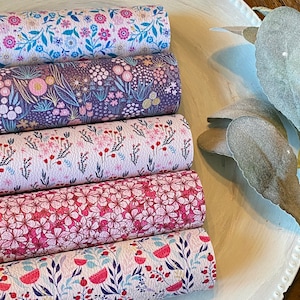 FLORAL Faux Leather Sheet| Synthetic Leather | Litchi Fabric | Size 7X13 | Hair Bows |