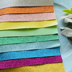 SOFT GLITTER | Faux Leather Sheet| Synthetic Leather | Litchi Fabric | Size 7X13 | Hair Bows |