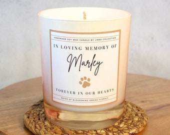 Pet Memorial Pet Loss Gift Candle - Personalised Pet Sympathy Gift - In Loving Memory - Personalised Candle Soy Wax