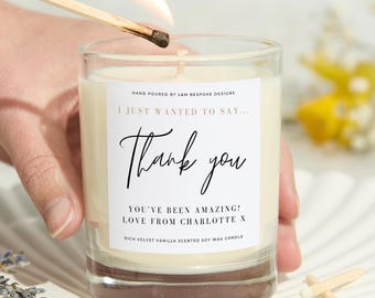 Thank You Gift Personalised Appreciation Scented Candle - Wedding Thank you Gift - Friend Thank You - Personalised Candle Gift Set