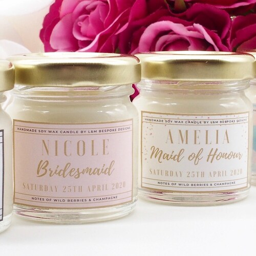 Bridal Shower Candles Bridesmaid Gift Bridal Party Candle Etsy UK
