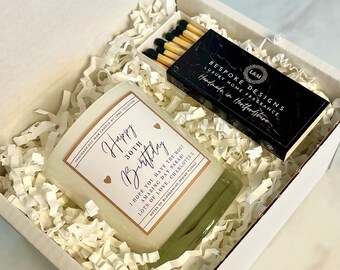 30th Birthday Gift Set For Her - Personalised 30th Candle Gift Set Box With Matches