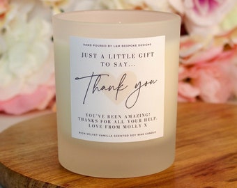 Thank You Gift Thank You Scented Candle - Appreciation Candle Gift - Personalised Candle