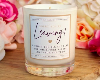 Leaving Gift Personalised Sorry You're Leaving  Candle