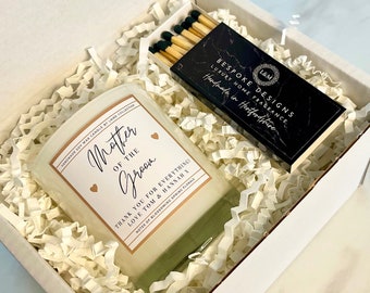 Mother Of The Groom Gift Set - Mother Of The Groom Candle Gift Set With Matches - Personalised Wedding Candle - Wedding Thank You Gift