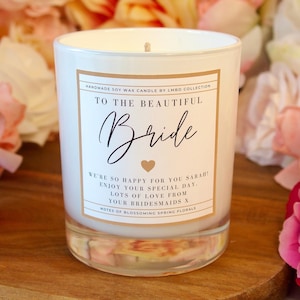 Bride Gift - Personalised Bride Candle - Gift For Hen Do - Bridal Shower Gift - Personalised Wedding Candle Gift