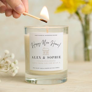Personalised New Home Candle: Scented Soy Wax, Housewarming Gift