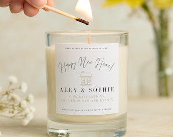 Personalised New Home Candle: Scented Soy Wax, Housewarming Gift