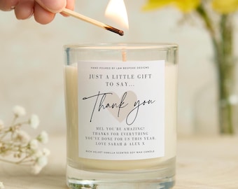 Thank You Gift – Personalised Soy Wax Candle With Custom Message