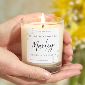 Personalised Pet Loss Candle For Dog or Cat, Pet Memorial In Loving Memory Gift