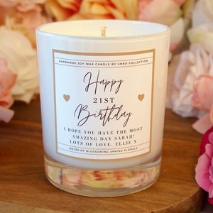 21st Birthday Gift Set For Her - Personalised 21st Candle Gift Set Box With Matches