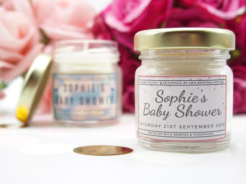 Baby Shower Favours Personalised Candles. Baby Shower Gift Etsy UK