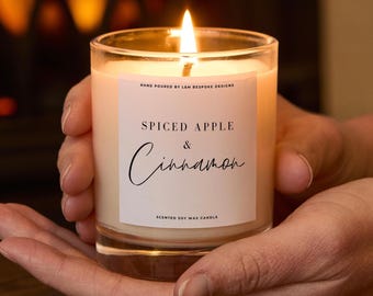 Spiced Apple & Cinnamon Handmade Soy Candle: Autumn Winter Scent