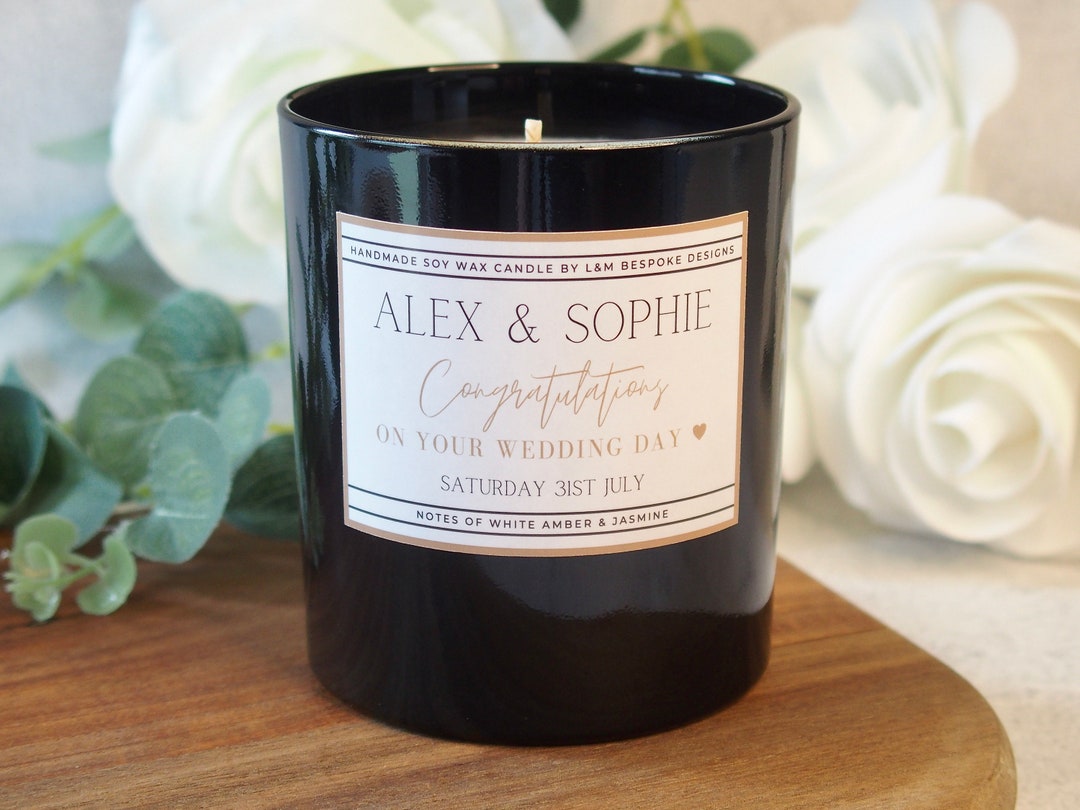 Wedding Candle Gift Personalised Congratulations Gift Etsy