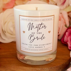 Mother Of The Bride Gift Set Mother Of The Bride Candle Gift Set With Matches Personalised Wedding Candle Wedding Thank You Gift image 5