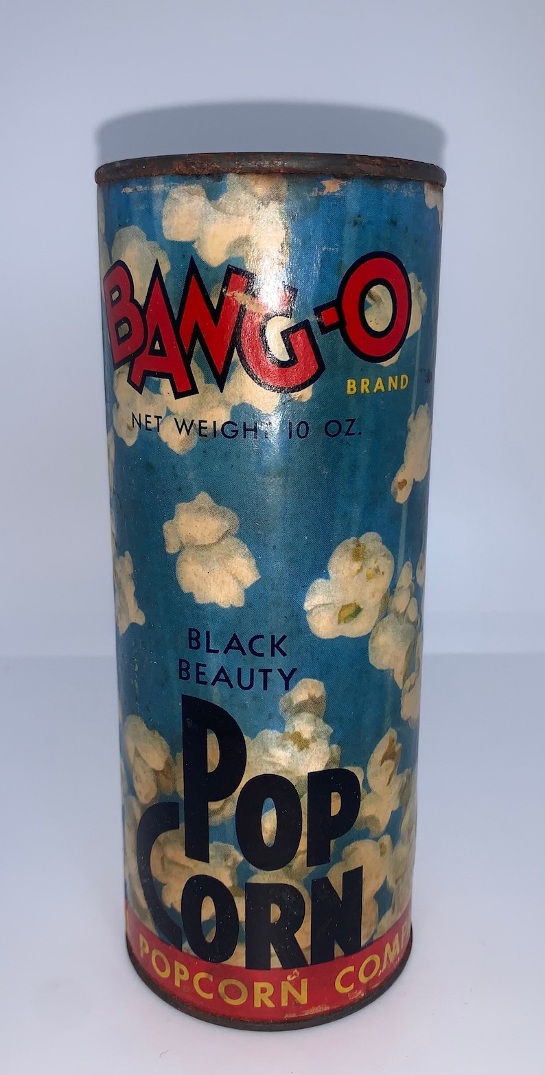 Vintage Bango Black Beauty Pop Corn, Central Popcorn Company, Schaller