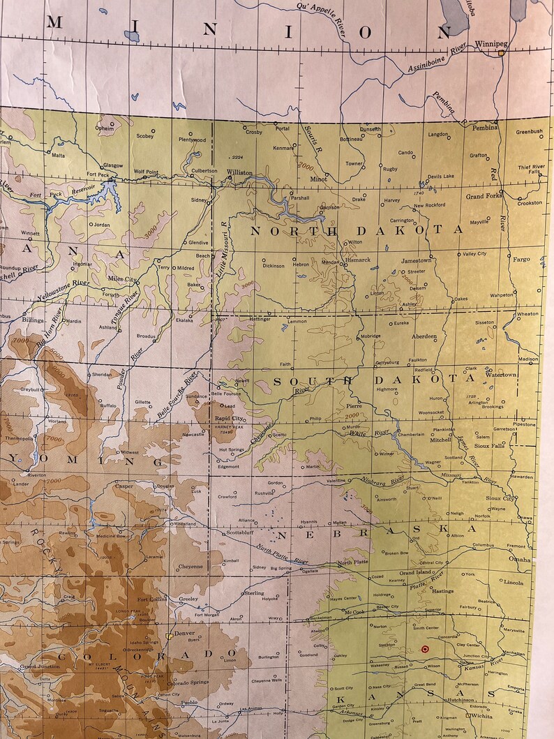 Vintage Elevation Map Of Western United States Hanging School Etsy Il 794xN.4996942356 Haes 
