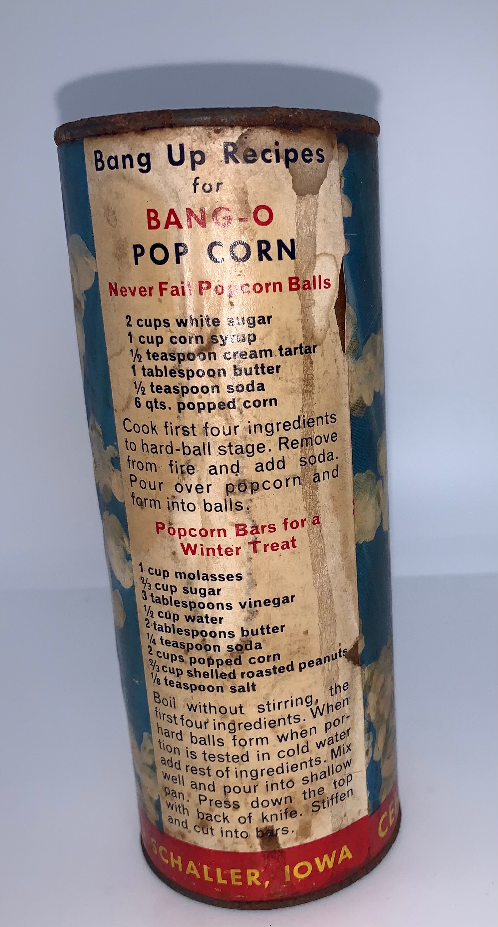 Vintage Bango Black Beauty Pop Corn, Central Popcorn Company, Schaller