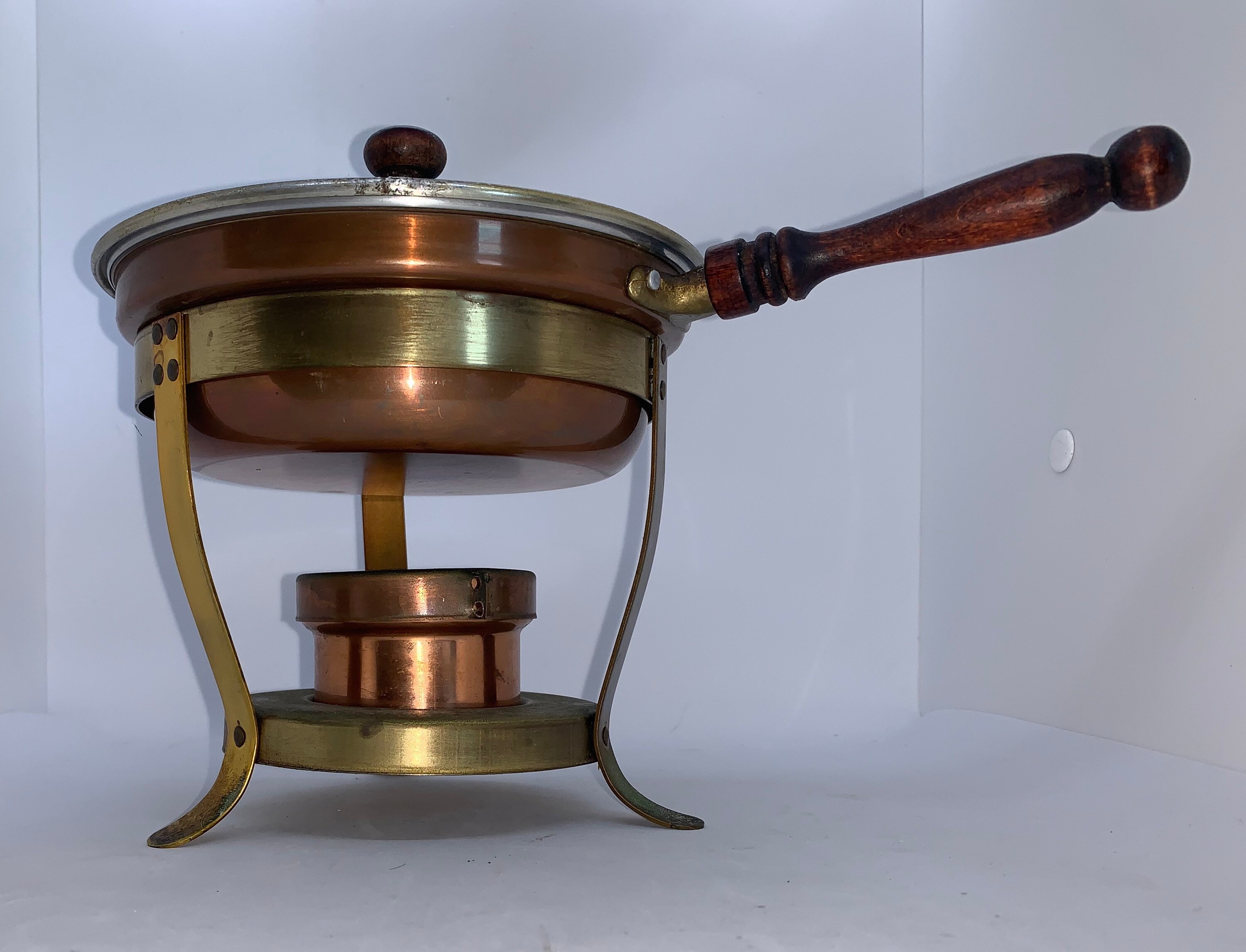 Vintage Copper And Brass Unique Fondue Pot Mid Century Etsy
