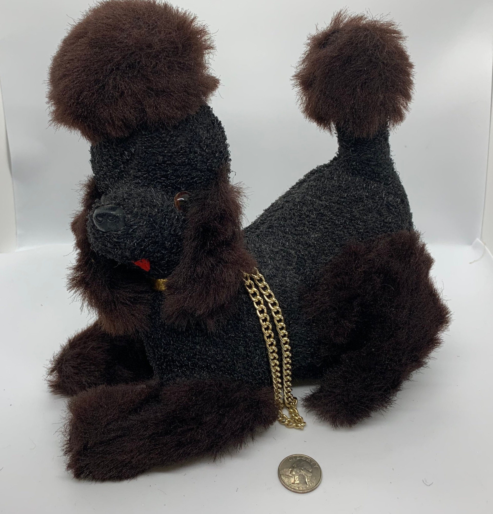 Vintage Retro Black Poodle Radio, Stuffed Poodle Black With