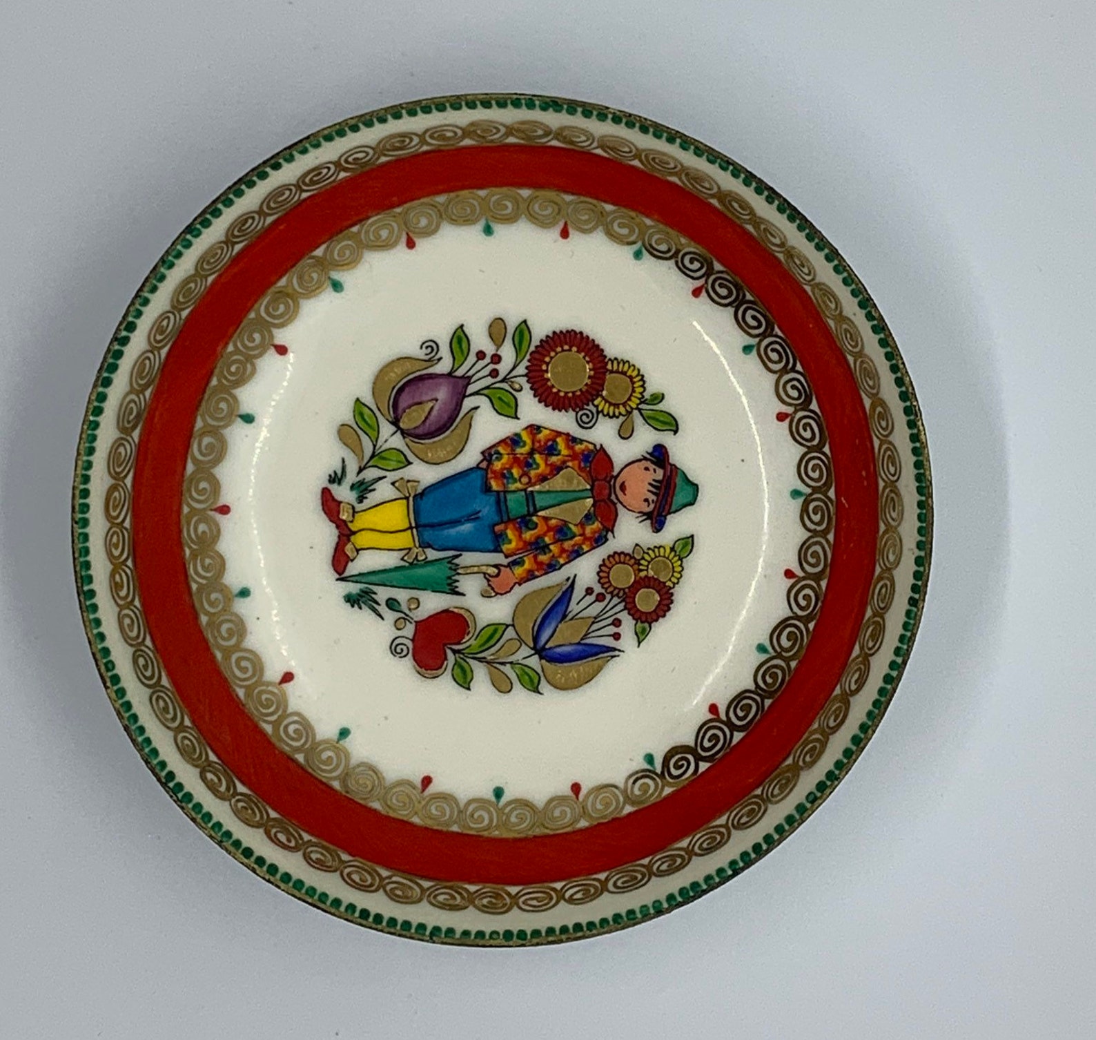 Vintage Folk Art Dish de Austria Esmaltado pequeño baratija Etsy