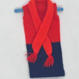 Vintage Mattel Barbie Clothes, Shift Into Knit, # 1478, Barbie Knit Dress Navy And Orange With Matching Scarf, Bright Mod Outfit