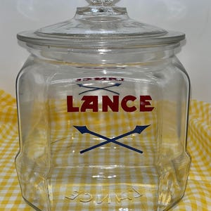 Vintage Lance Glass Counter Jar With Glass Lid, Lance Cracker Display Jar, Great Condition, Farmhouse Kitchen, Kitchen Storage