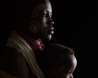 African Woman and Baby Profile