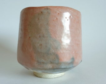 Aka-Raku Chawan Tea bowl Raku ware Nippon2You Taiko Drum Shape