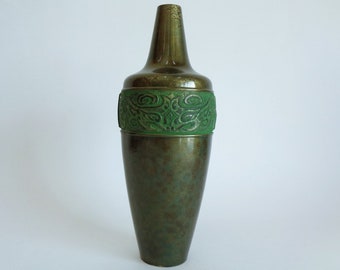 S5956# Takaoka Copper-Bronze Vase/Vtg Japanese Bronze Vase /Japanese Takaoka doki copper alloy Bottle-vase,Marked