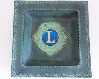 Cast iron tray "Lions Clubs International" Commemorative Heavy ornament Japanese Nambu-Tekki craft #8490