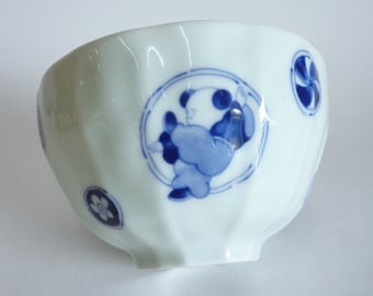 Japan Porcelain bowl/ Hand painted Art porcelain Serving bowl  Chawan / Japanese High-quality Ceramic , Marked, Original box. ,S0731