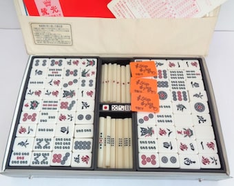 Japanese Riichi Mahjong Full Set in Case, Vintage, 
