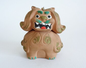 Dorei bell Yamamba The Japanese Mountain Witch ,Vintage Japan&#39;s Folk craft collectible Hand made clay bell-okimono ornament, RARE #S7474
