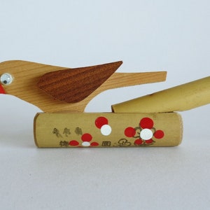 Silbato de madera y bambú, pájaro, artesanía popular japonesa n.º S2646