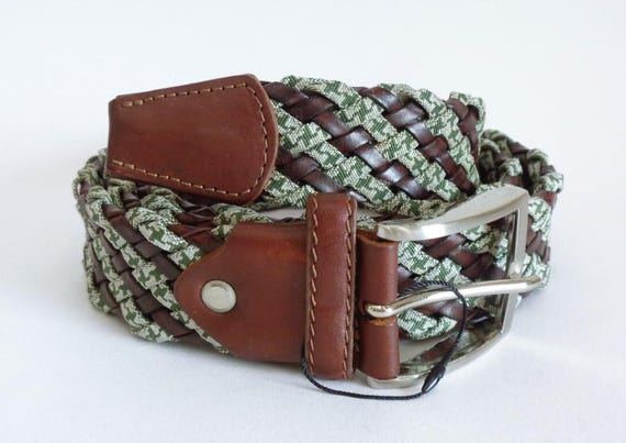 Designer Belt Braided Leather and Canvas Woven Unisex Belts