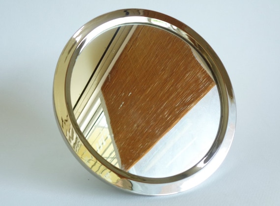 Shiseido Makeup Mirror Japanese Polished Steel & Leather Personal