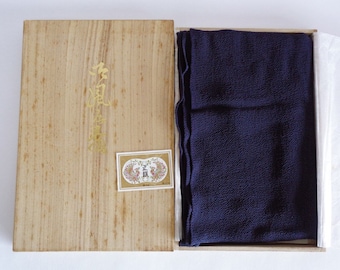 Furoshiki Japanese Real Grepe Chirimen Silk wrapping cloth in Wooden Tomobako box, unused #S7513