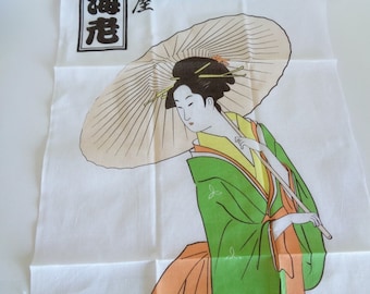 手ぬぐいタオル「芸者」浮世絵柄 日本の伝統的な綿タオル手ぬぐい