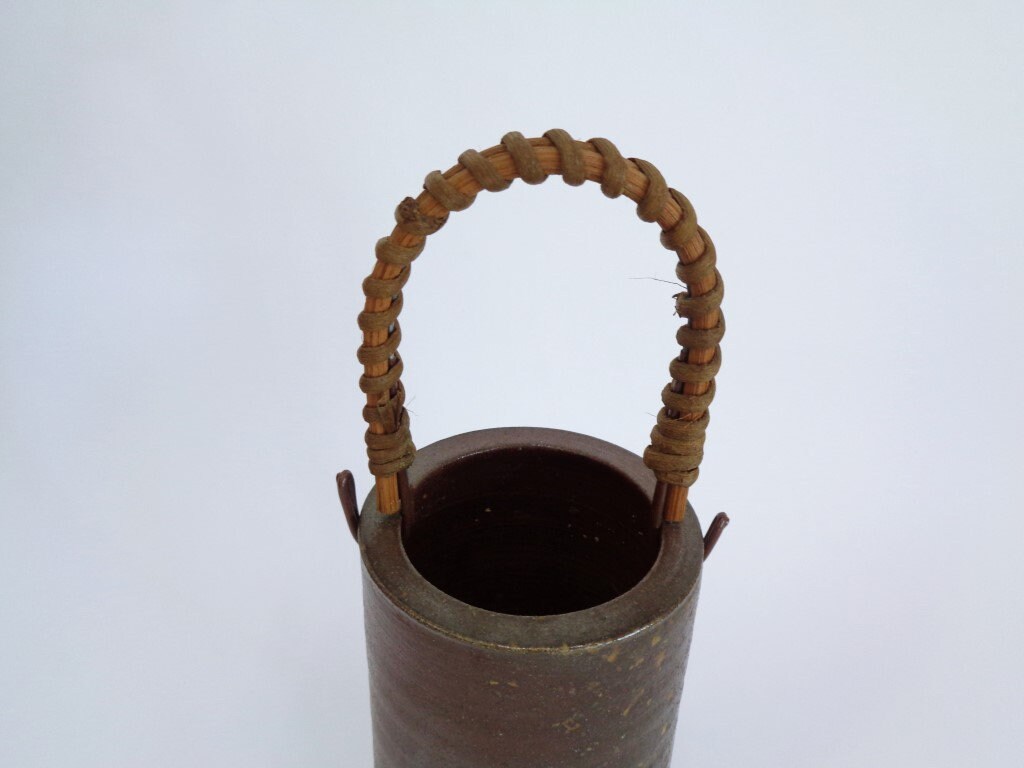 Bizen Flower Basket-vase ,japanese Marked Wood Fired Bizen Flower Basket-vase ,japanese Marked Wood Fired