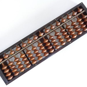 Abaco tradizionale giapponese soroban, strumento di calcolo in legno e bambù della metà del secolo #8490