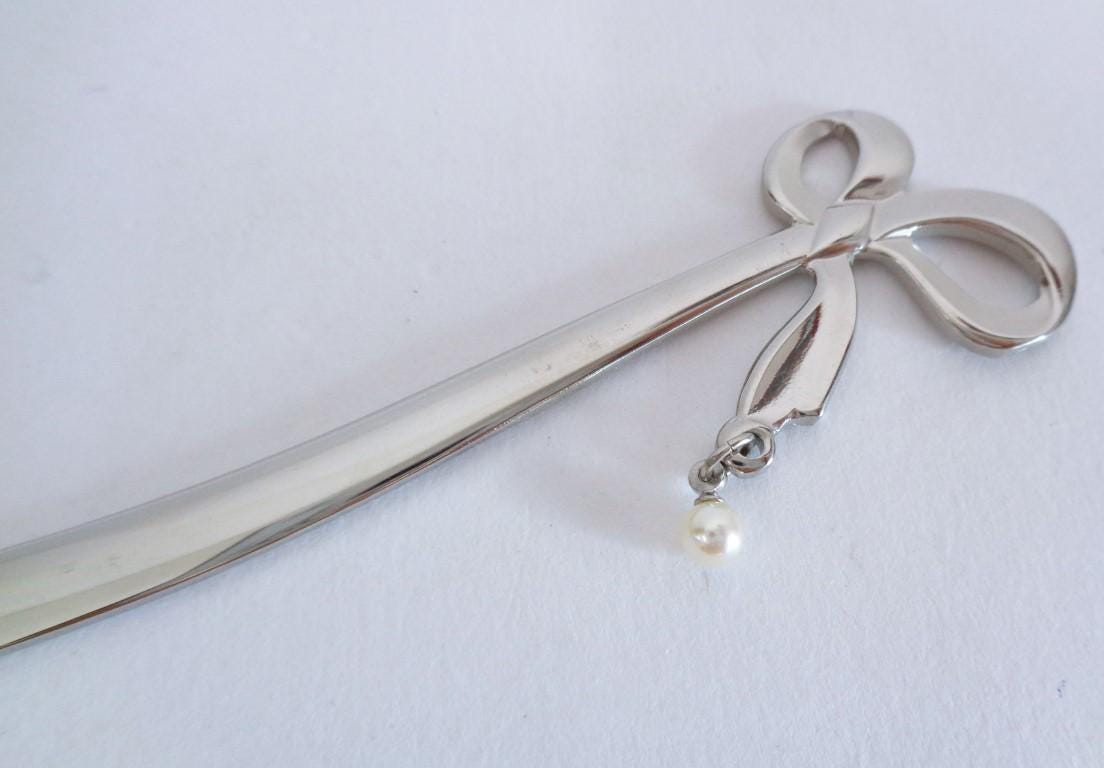Mikimoto Bookmark With a Real Pearl, Japanese Famous Mikimoto